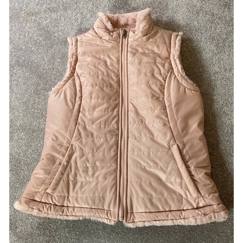 Nicole Miller Pink Vest Reversible Quilted & Faux Fur Medium